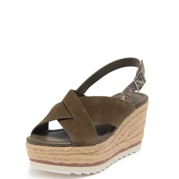 🆕{MARC FISHER} Cross Band Platform Wedge Espadrille - Picture 2 of 9